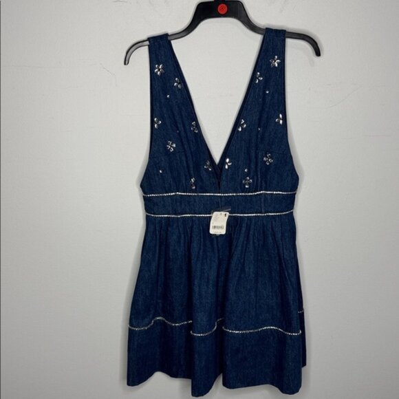 Free People Aultry Embellished Denim Dress NWT Small - Picture 8 of 12